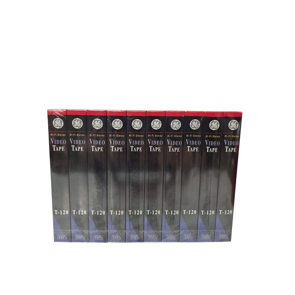 GE 10 Pack Blank VHS Video Cassette Tapes T-120 6 Hour Sealed New